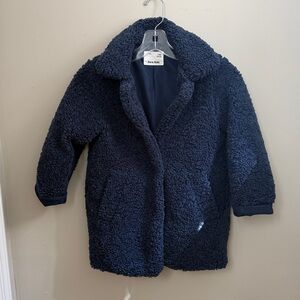 Zara Kids Girls Teddy Jacket Coat Size 7 Navy